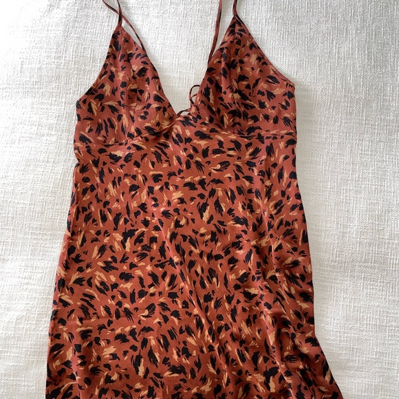 FREE PEOPLE |  Dress | Burnt Orange & Black | Medium | NWT | Print Mini - Picture 3 of 4